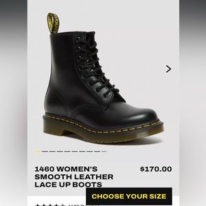 Dr. Martens 1460 WOMEN'S SMOOTH LEATHER LACE UP BOOTS Size: 9 US/7 UK